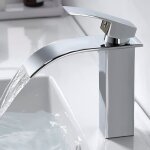 Moderne robinet lavabo noir cascade mitigeur salle de bain en laiton eau chaude et froide disponible ...