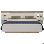 Modernluxe lit adulte 140x200cm lit double avec chevets suspendus led et ports usb cadre en bois sommier ...