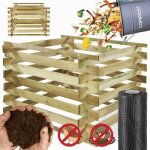 Modo24 composteur de jardin en bois 600 l composteur bois impr�gn� modulable 70x100x100 cm montage sans ...