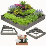 Modo24 potager sur�lev� bois 45x119x119 cm jardini�re balcon / terrasse pour herbes l�gumes kit jardinier ...