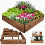 Modo24 potager sur�lev� bois 54x119x119 cm jardini�re balcon / terrasse pour herbes l�gumes kit jardinier ...