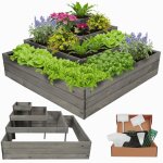 Modo24 potager sur�lev� bois 54x119x119 cm jardini�re balcon / terrasse pour herbes l�gumes kit jardinier ...