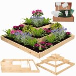 Modo24 potager sur�lev� bois zp08 36x119x119 cm jardini�re balcon / terrasse pour herbes l�gumes kit ...