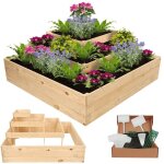 Modo24 potager sur�lev� bois zp08 54x119x119 cm jardini�re balcon / terrasse pour herbes l�gumes kit ...