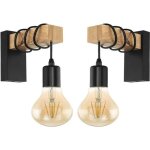 Applique murale industrielle mogod - lot de 2 - bois / fer - e27 - convient pour salon chambre cuisine ... Applique murale industrielle mogod - lot de 2 - bois / fer - e27 - convient pour salon chambre cuisine ...