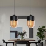 Mogod 2x moderne lustre en verre e27 luminaire plafonde vintage abat - jour ambre noir Ø18cm - style ... Mogod 2x moderne lustre en verre e27 luminaire plafonde vintage abat - jour ambre noir Ø18cm - style ...