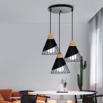 Mogod 3 t�tes lustre contemporain � disque noir suspension forme de badminton �25cm �clairage luminaire ...