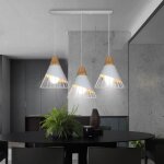 Mogod 3 têtes lustre contemporain à long pôle blanc suspension forme de badminton Ø25cm Éclairage luminaire ... Mogod 3 têtes lustre contemporain à long pôle blanc suspension forme de badminton Ø25cm Éclairage luminaire ...