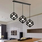 Mogod 3 ttes lustre suspension forme cube barre lumires e27 - luminaire lustre industriel plafonnier ...