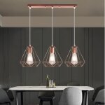 Mogod 3 tête lustre suspension rétro vintage industrielle e27 or rose cage forme de diamant Ø20cm lustre ... Mogod 3 tête lustre suspension rétro vintage industrielle e27 or rose cage forme de diamant Ø20cm lustre ...