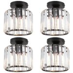 Mogod lot de 4 plafonnier en cristal moderne noir e27 lampe plafonde cylindrique lustre luminaire pour ...