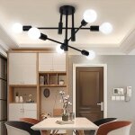 Mogod lustre industriel vintage 6 e27 lumi�res plafonnier moderne noir luminaire pour chambre salon salle ...