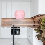 Mogod lustre moderne en plumes rose - e27 lampe luminaire suspension pour salon chambre