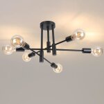Mogod lustre plafonnier industriel vintage 6 e27 t�tes lampe de plafond en m�tal noir pour salon salle ...