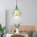 Mogod lustre suspension industrielle vintage - lustre e27 abat - jour en m�tal forme de cage en diamant ...