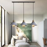 Mogod lustre suspension réglable style moderne 3 têtes lampe longue pôle noir lustre cage gris en fer ... Mogod lustre suspension réglable style moderne 3 têtes lampe longue pôle noir lustre cage gris en fer ...