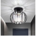 Mogod plafonnier cristal e27 luminaire lampe de plafond moderne - lustre en cristal mtal noir pour chambre ...