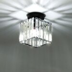 Mogod plafonnier en cristal moderne carr 14cm * 16cm mini plafonnier noir e27 lustre pour entre couloir ...