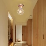 Mogod plafonnier industriel vintage cage forme de diamant luminaire e27 blanc abat - jour �15. 5cm en ...