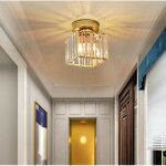 Mogod plafonnier led en cristal moderne - e27 lustre lampe plafonde carr� �14cm * 16cm dor� luminaire ...
