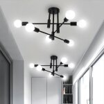 Mogod plafonnier luminiare vintage industrielle 2pcs - 6 spot lustre clairage rtro noir pour chambre ...