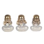 Statuettes - moines bouddhistes - lot de 3 - polyr�sine dor�e - 15 cm - d�coration int�rieure