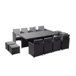 Monaco 12 - salon de jardin encastrable 12 places fauteuils et poufs en résine tressée noir et gris Monaco 12 - salon de jardin encastrable 12 places fauteuils et poufs en résine tressée noir et gris
