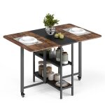 Mondeer table � manger pliante mobile avec 2 �tag�restable de cuisine pour petits espaces120 x 80 x 75 ...