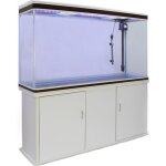 Aquarium - monstershop - 300 litres - blanc - rectangulaire - meuble de support blanc