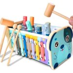 Montessori jouet en bois pour enfants de 2 - 4 ans jouet de marteau avec banc de frappe 2 marteau xylophone ...