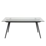 Monti table de salle  manger 90x180 cm avec plateau en verre et cadre noir.