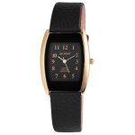Montre - akzent - ak0401 - dor� - bo�tier tonneau 29 mm - bracelet simili cuir noir 18 mm