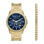Montre armani exchange - hommes - ax7151set - dor acier inoxydable - 44 mm - bleu - 21 cm - 152 g