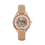 Montre automatique squelette ronde femme odyssey rose gold - d. w. y. t watch - beige