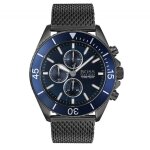 Montre boss en maille milanaise noire