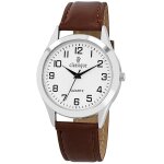 Montre bracelet - classique - classique - 40 mm - bracelet simili cuir marron - verre min�ral