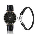 Montre et bracelet en cuir crocodile philipp blanc bern - black - 40 mm