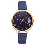Montre - bracelet en cuir  quartz pour femmes ecelen xr4379 - bleu - tendance - numros de lune