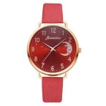 Montre - bracelet en cuir  quartz pour femmes ecelen xr4379 - rouge - tendance - verre minral - water ...
