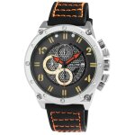 Montre bracelet - elite - elite - cuir noir 24 mm - bo�tier 50 mm argent� - quartz 3 atm
