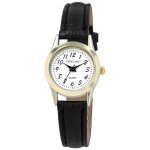 Montre bracelet - excellanc - ex0084 - femme - bo�tier dor� 22 mm - bracelet simili cuir noir
