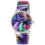 Montre - excellanc - excellanc femme argent - bo�tier 36 mm - bracelet acier inox multicolore �lastique ...