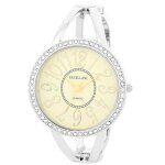 Montre femme - excellanc - excellanc - 37 mm - bracelet jonc m�tal 15 mm - cadran dor� verre min�ral
