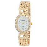 Montre bracelet - excellanc ligne signature - bo�tier ovale dor� - cadran argent� - quartz pc21