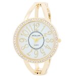 Montre - excellanc - ligne signature - dor� 37 mm - bracelet jonc m�tal 15 mm - cadran blanc quartz