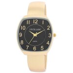 Montre bracelet - excellanc - spangenuhr - dor� - cadran noir - bo�tier rectangulaire 8 mm