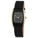 Montre femme - ayla - bo�tier tonneau dor� 29 mm - cadran noir & bracelet cuir 18 mm - quartz miyota ...