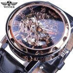 Montre bracelet mcanique elgante en cuir pour homme squelette montres classique montres de luxe or ...