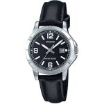 Montre femme casio collection ltp - v004l - 1b - quartz analogique - bracelet cuir noir