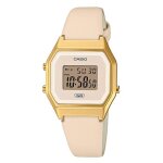 Montre casio - la680wegl - 4ef - femme - carre - cuir beige - digital